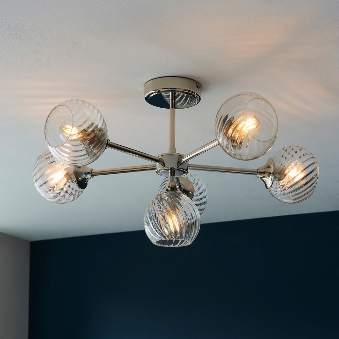 Allegra 6 Ceiling Light - Bright Nickel Endon 2