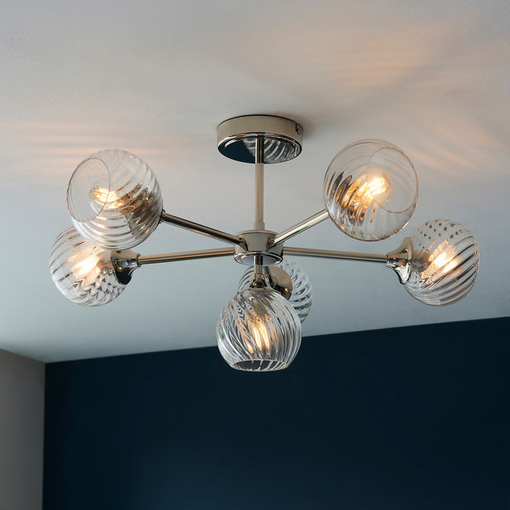 Allegra 6 Ceiling Light - Bright Nickel Endon 2