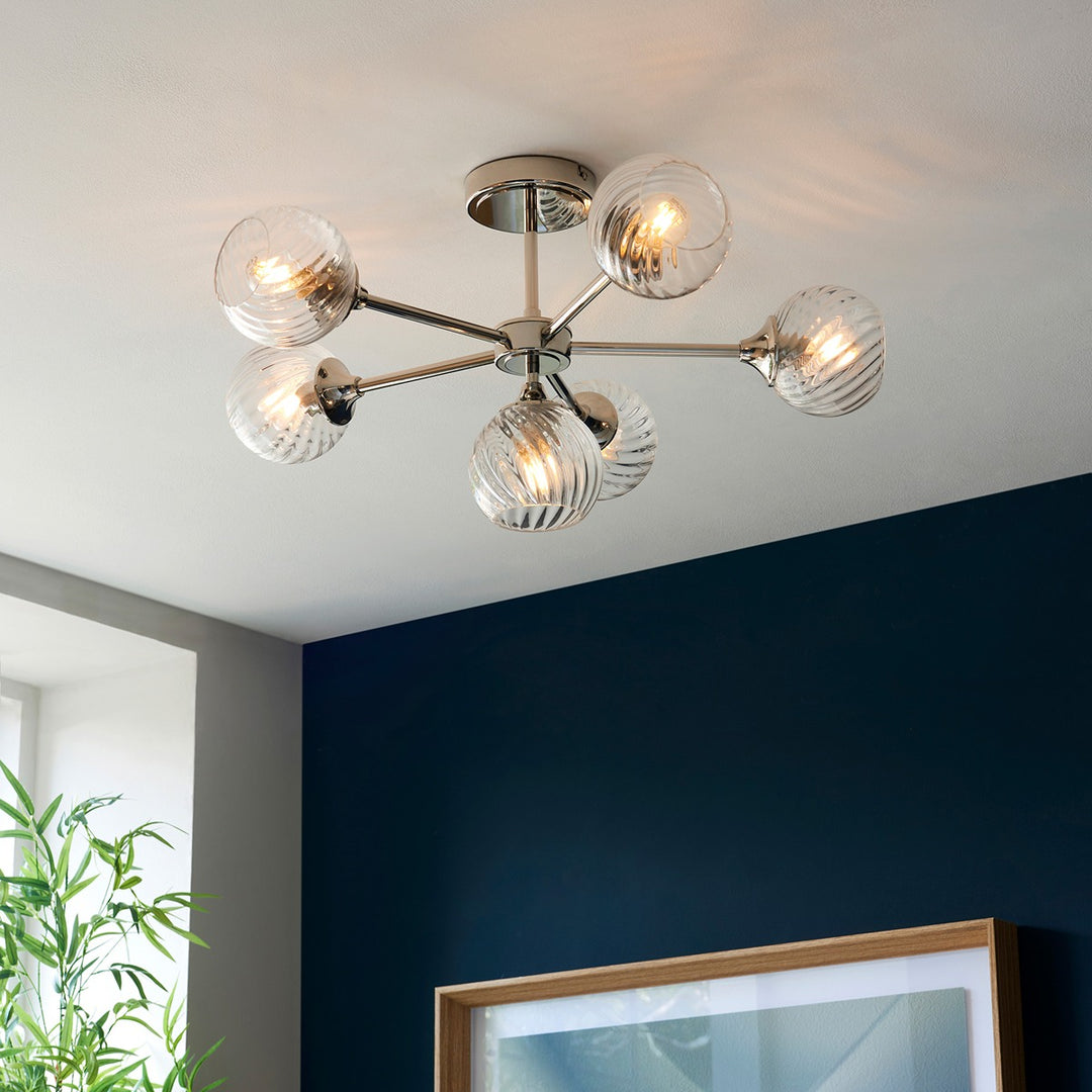 Allegra 6 Ceiling Light - Bright Nickel Endon 3