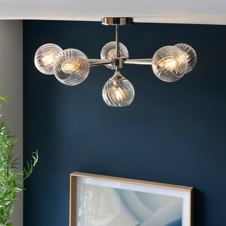Allegra 6 Ceiling Light - Bright Nickel Endon 4