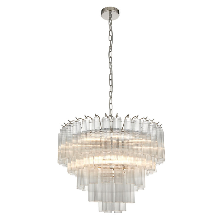Toulouse Glass Chandelier Pendant Light - Bright Nickel Endon 1