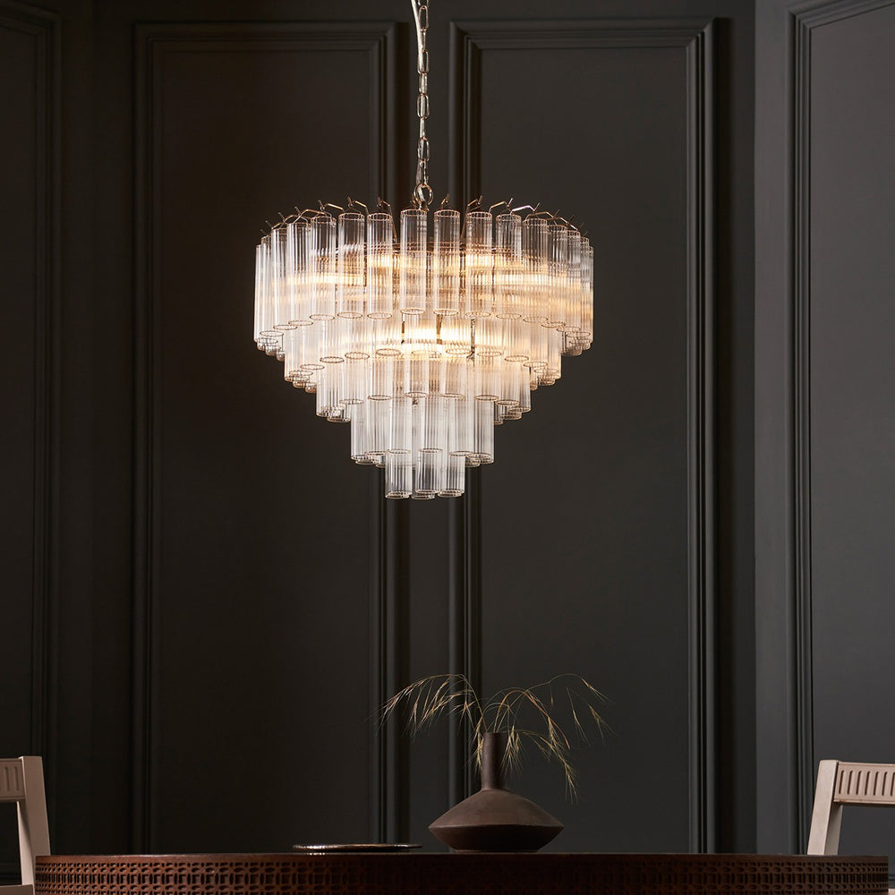 Toulouse Glass Chandelier Pendant Light - Bright Nickel Endon 2