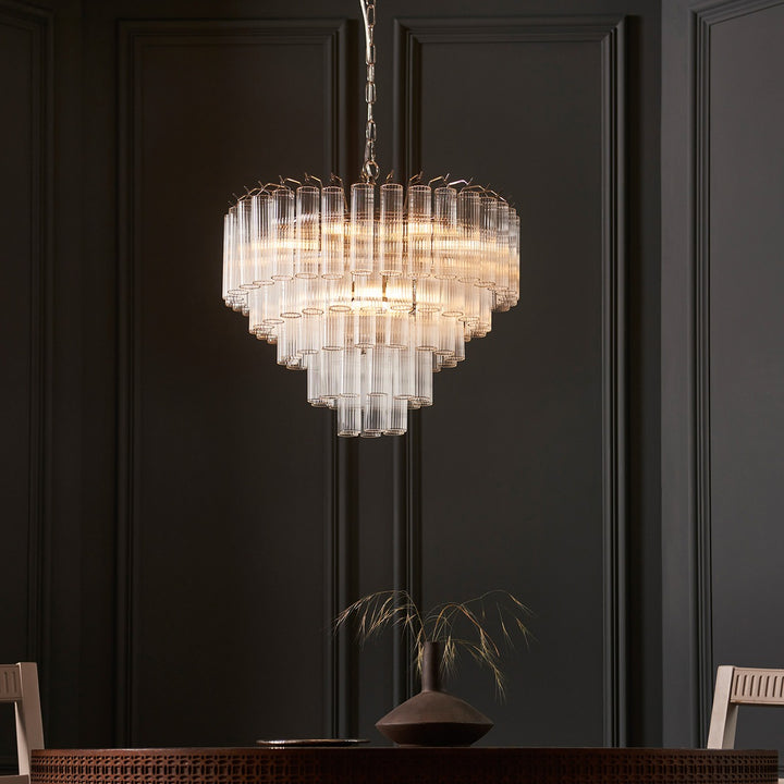 Toulouse Glass Chandelier Pendant Light - Bright Nickel Endon 2