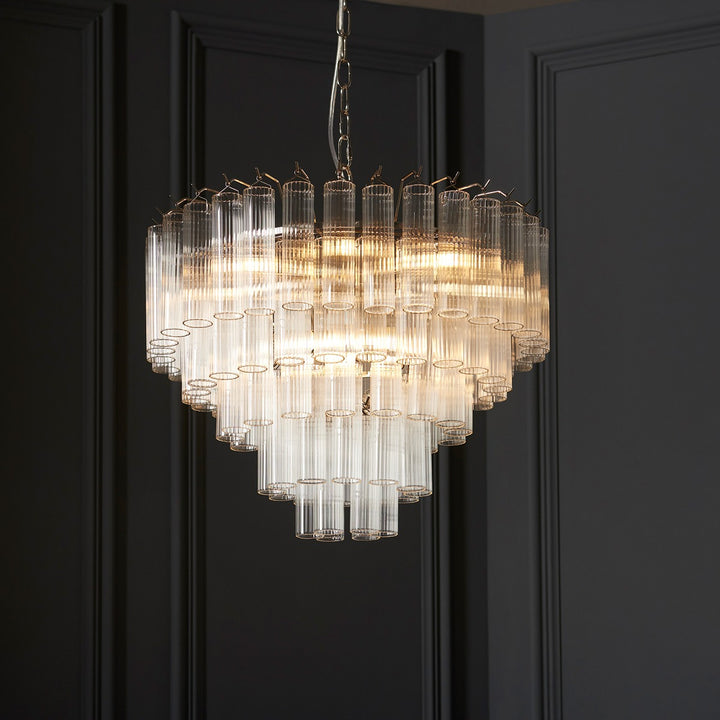 Toulouse Glass Chandelier Pendant Light - Bright Nickel Endon 3