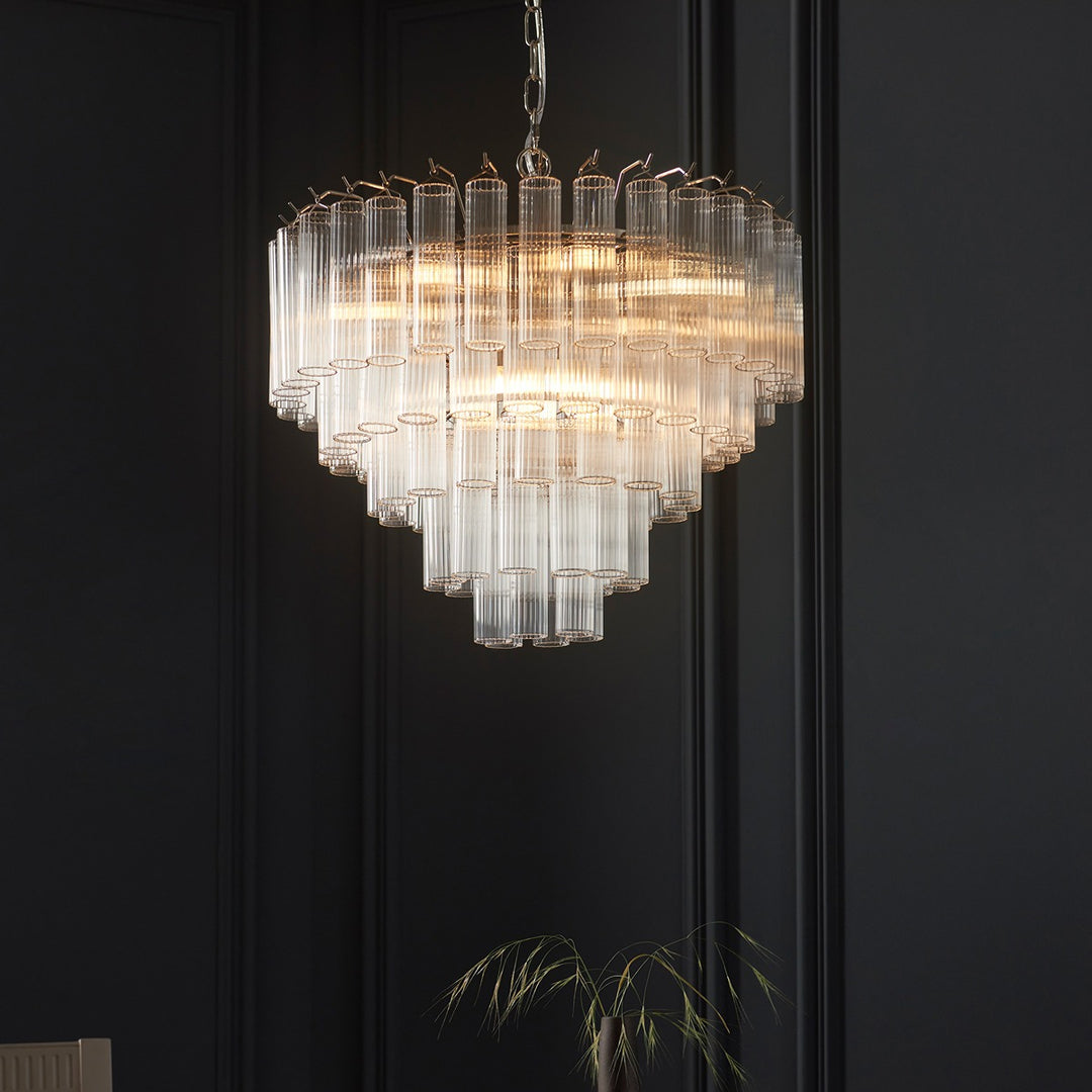 Toulouse Glass Chandelier Pendant Light - Bright Nickel Endon 4