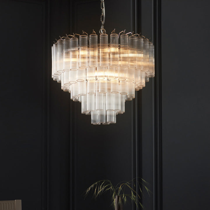 Toulouse Glass Chandelier Pendant Light - Bright Nickel Endon 4