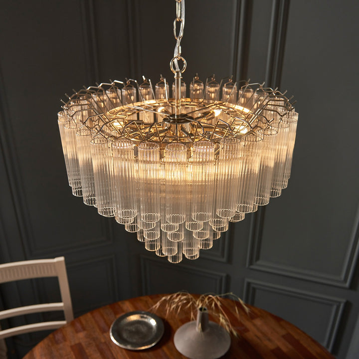Toulouse Glass Chandelier Pendant Light - Bright Nickel Endon 5