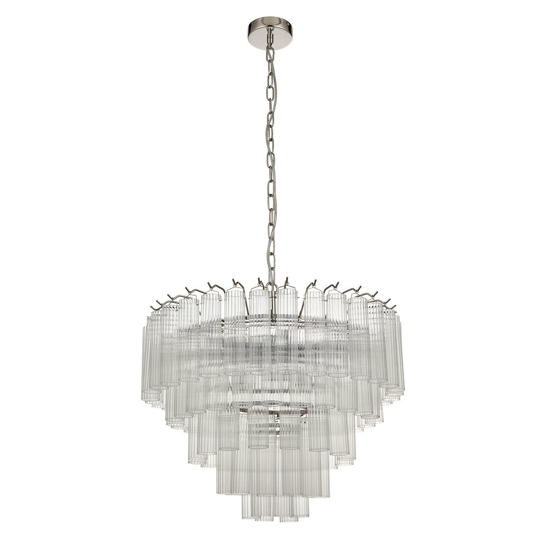 Toulouse Glass Chandelier Pendant Light - Bright Nickel Endon 8