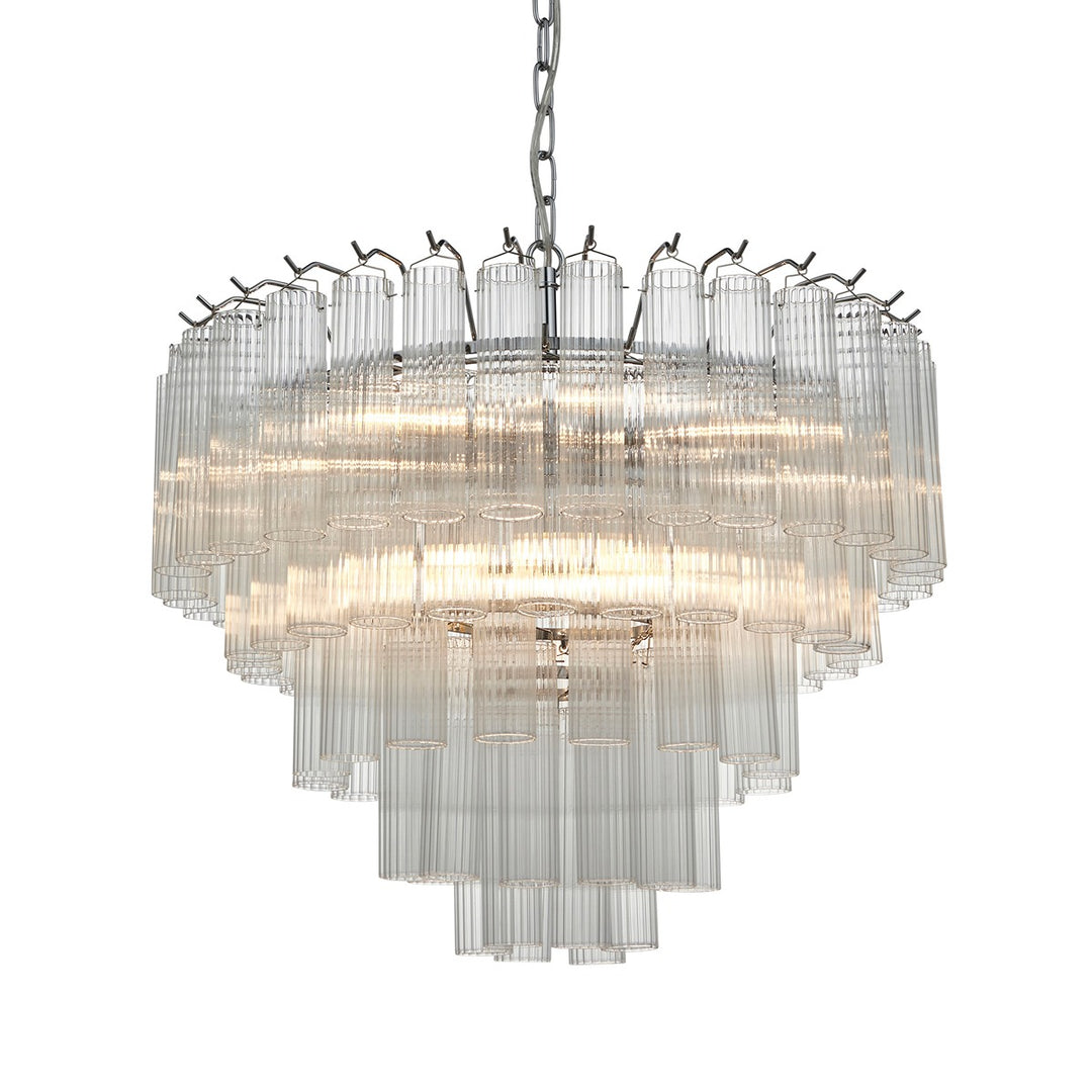 Toulouse Glass Chandelier Pendant Light - Bright Nickel Endon 9