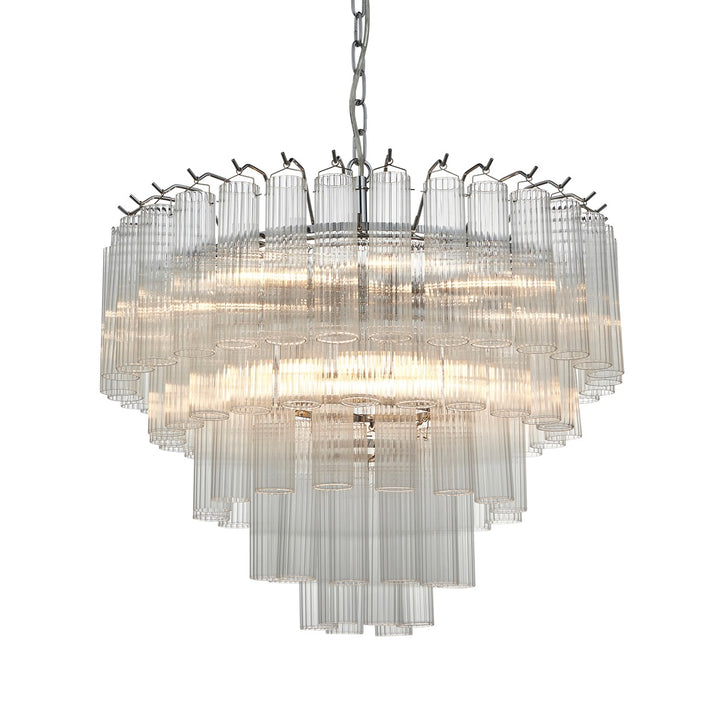 Toulouse Glass Chandelier Pendant Light - Bright Nickel Endon 9
