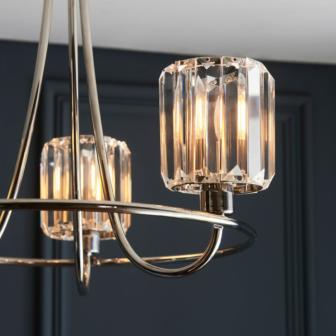 Berenice 3 Faceted Glass Ceiling Light - Nickel Endon 6