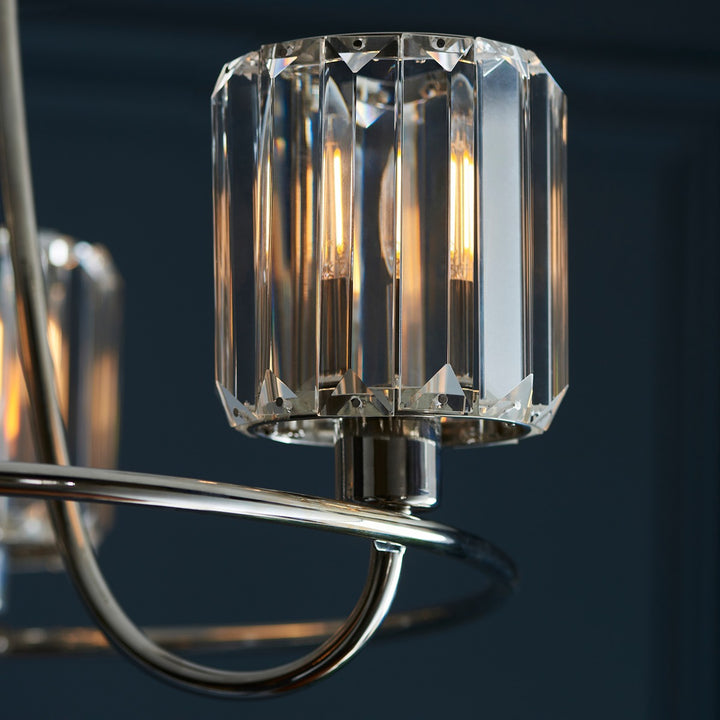 Berenice 3 Faceted Glass Ceiling Light - Nickel Endon 7