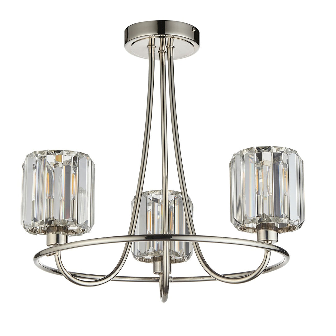 Berenice 3 Faceted Glass Ceiling Light - Nickel Endon 8