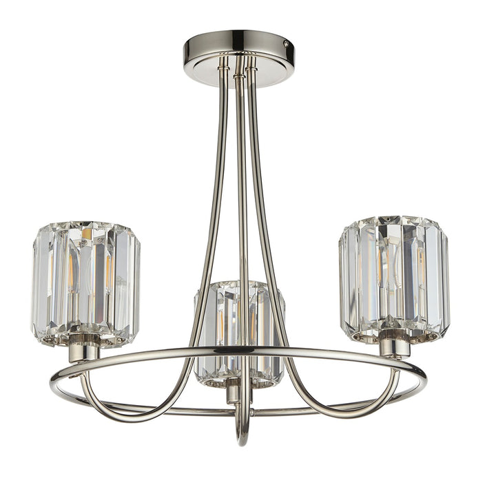 Berenice 3 Faceted Glass Ceiling Light - Nickel Endon 8