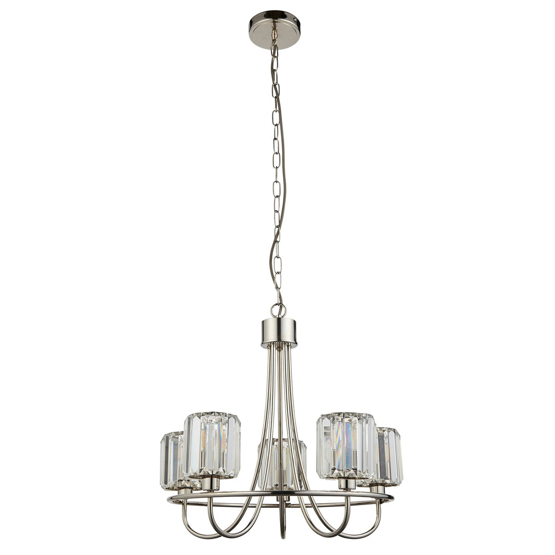 Berenice 5 Faceted Glass Ceiling Light - Nickel Endon 1