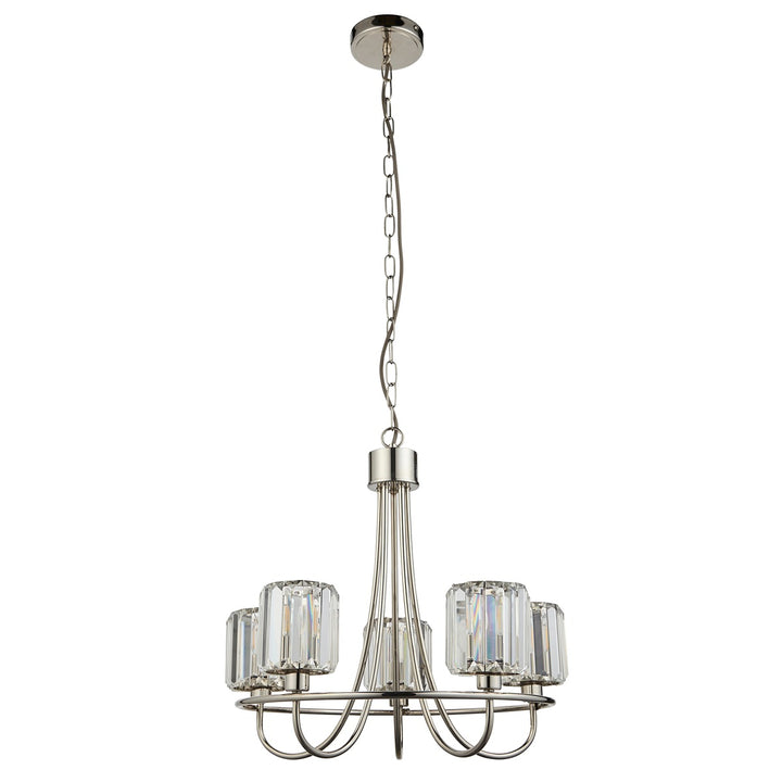 Berenice 5 Faceted Glass Ceiling Light - Nickel Endon 1