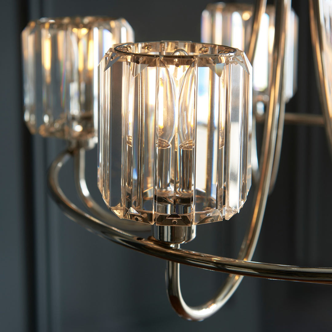 Berenice 5 Faceted Glass Ceiling Light - Nickel Endon 5