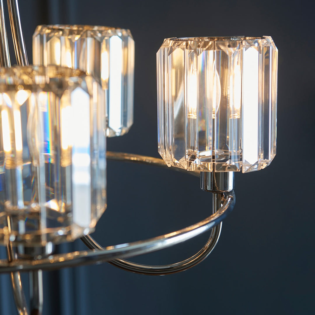 Berenice 5 Faceted Glass Ceiling Light - Nickel Endon 6