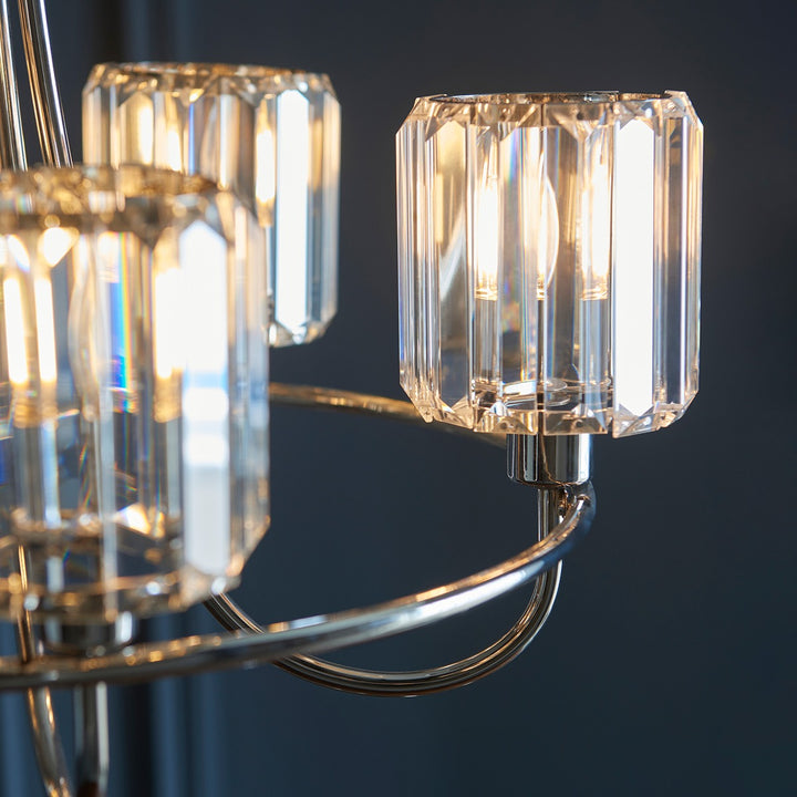 Berenice 5 Faceted Glass Ceiling Light - Nickel Endon 6