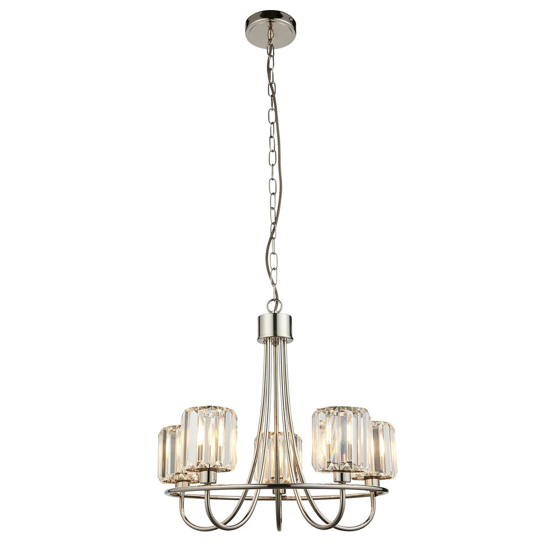 Berenice 5 Faceted Glass Ceiling Light - Nickel Endon 8