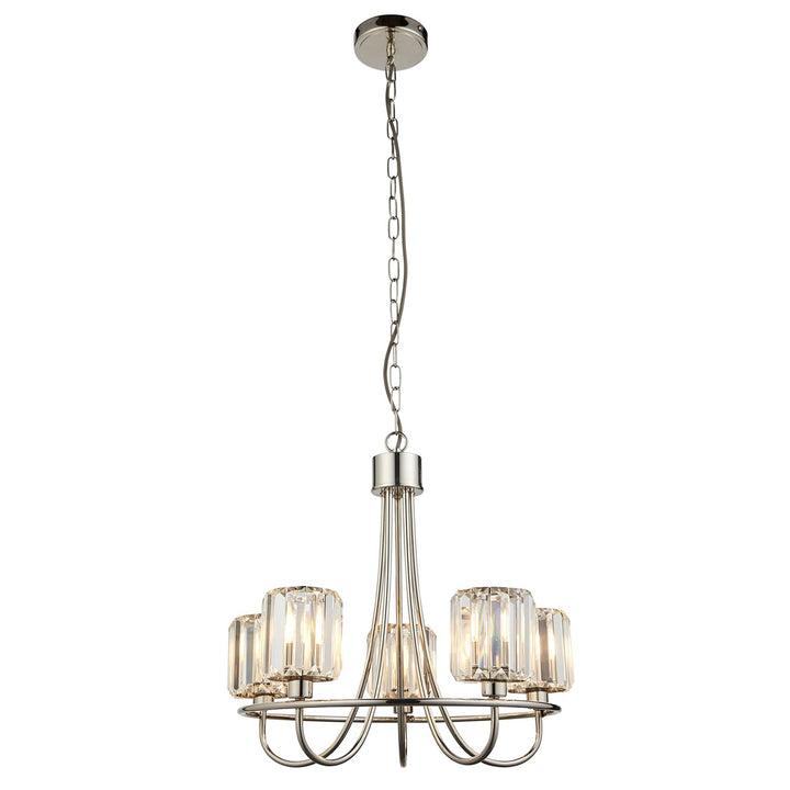 Berenice 5 Faceted Glass Ceiling Light - Nickel Endon 8
