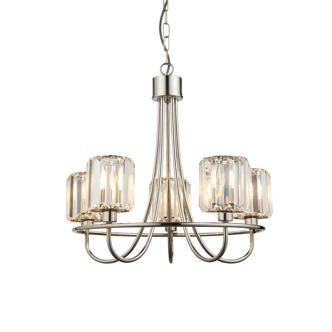 Berenice 5 Faceted Glass Ceiling Light - Nickel Endon 9