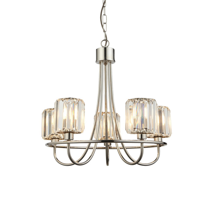 Berenice 5 Faceted Glass Ceiling Light - Nickel Endon 9