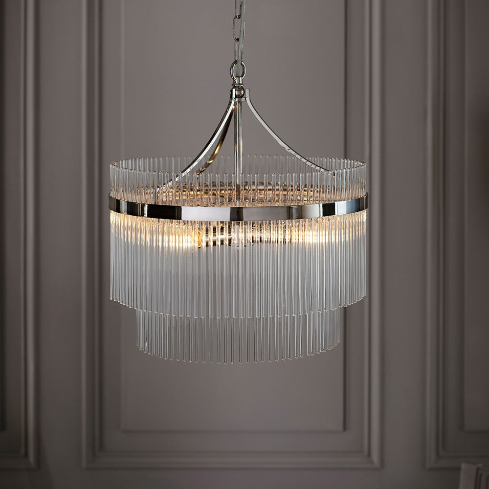 Marietta Glass 5 Pendant Light - Bright Nickel Endon 2