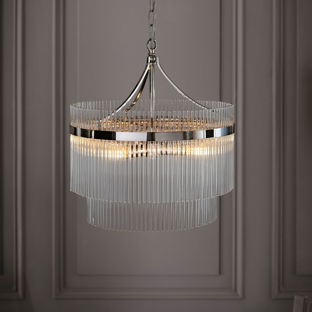 Marietta Glass 5 Pendant Light - Bright Nickel Endon 2