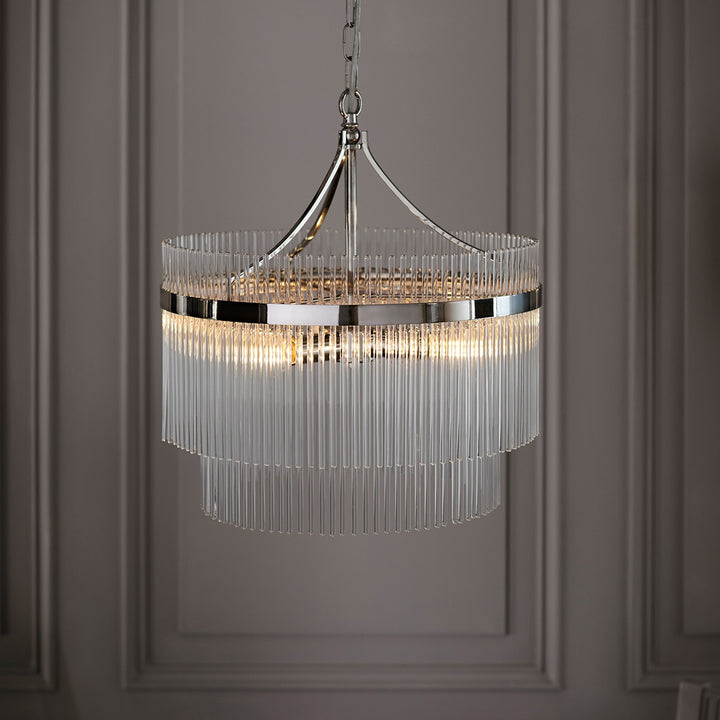 Marietta Glass 5 Pendant Light - Bright Nickel Endon 2
