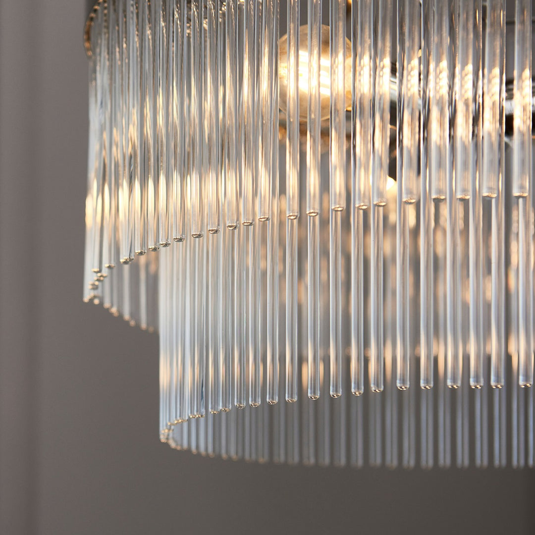 Marietta Glass 5 Pendant Light - Bright Nickel Endon 3
