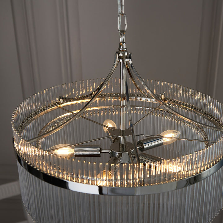 Marietta Glass 5 Pendant Light - Bright Nickel Endon 4