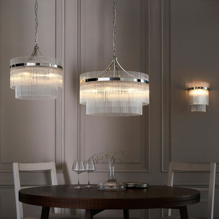 Marietta Glass 5 Pendant Light - Bright Nickel Endon 5