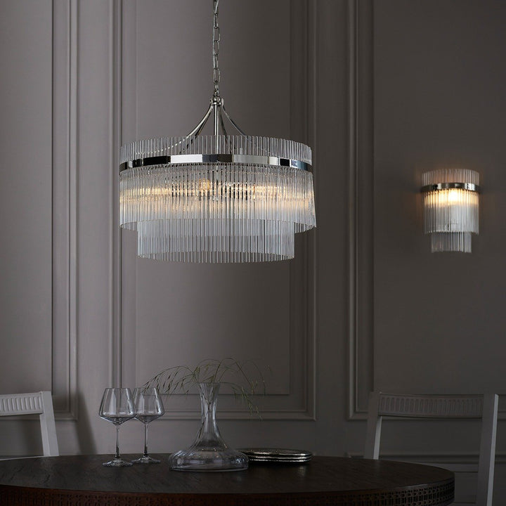 Marietta Glass 5 Pendant Light - Bright Nickel Endon 6