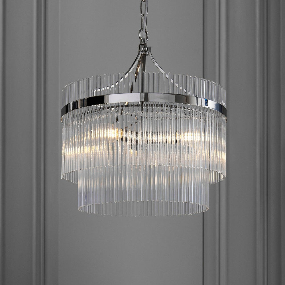 Marietta Glass 3 Pendant Light - Bright Nickel Endon 2