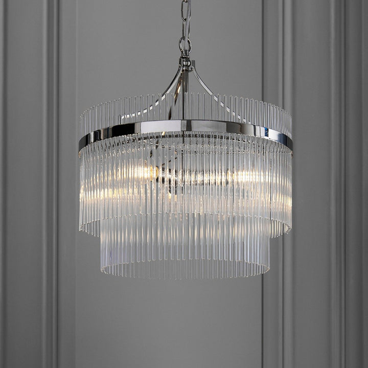 Marietta Glass 3 Pendant Light - Bright Nickel Endon 2