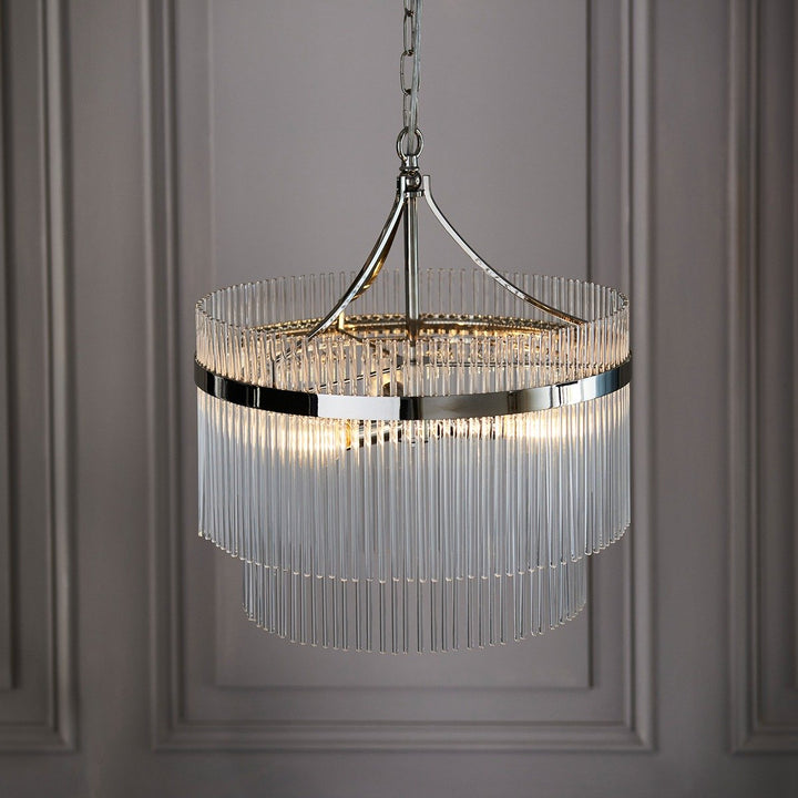 Marietta Glass 3 Pendant Light - Bright Nickel Endon 3