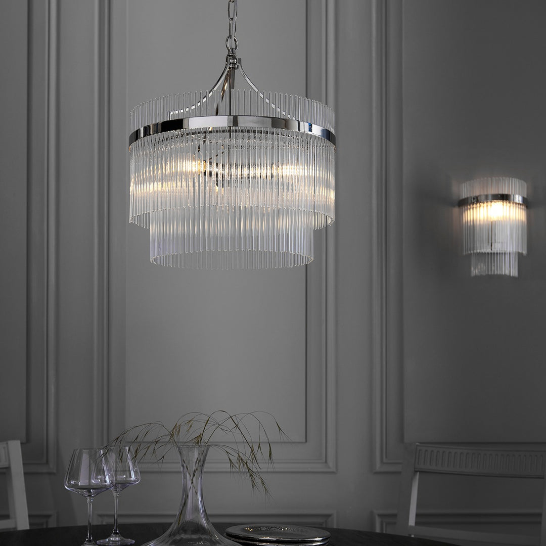 Marietta Glass 3 Pendant Light - Bright Nickel Endon 7