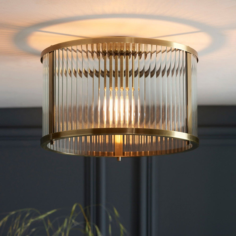 Ridgeton Glass Ceiling Light - Antique Brass Endon 2