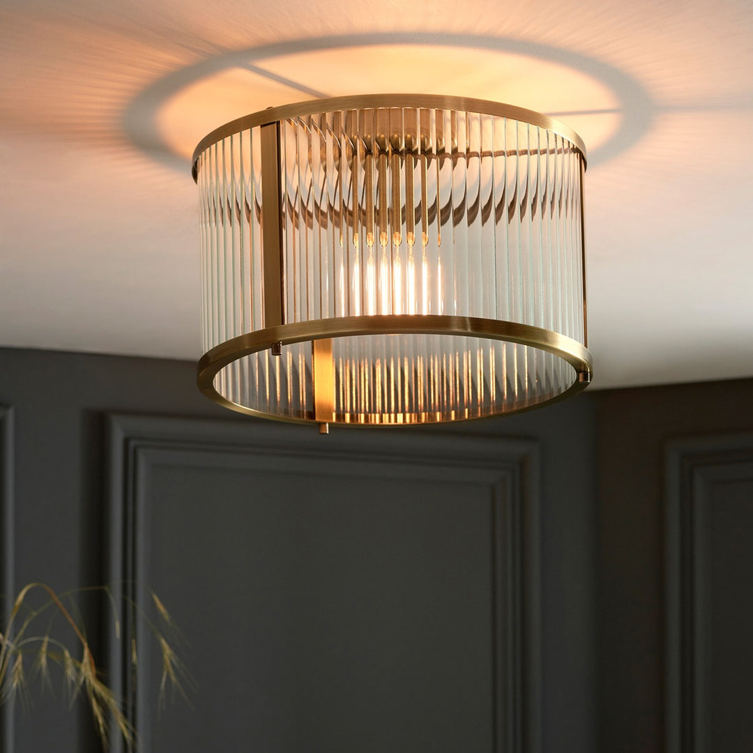 Ridgeton Glass Ceiling Light - Antique Brass Endon 3