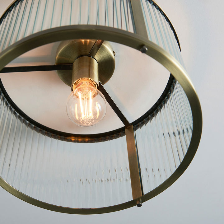 Ridgeton Glass Ceiling Light - Antique Brass Endon 4