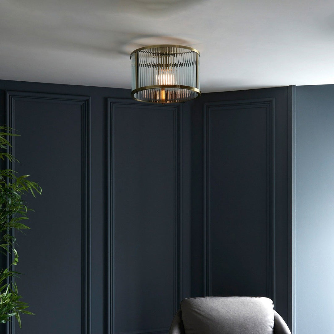 Ridgeton Glass Ceiling Light - Antique Brass Endon 5