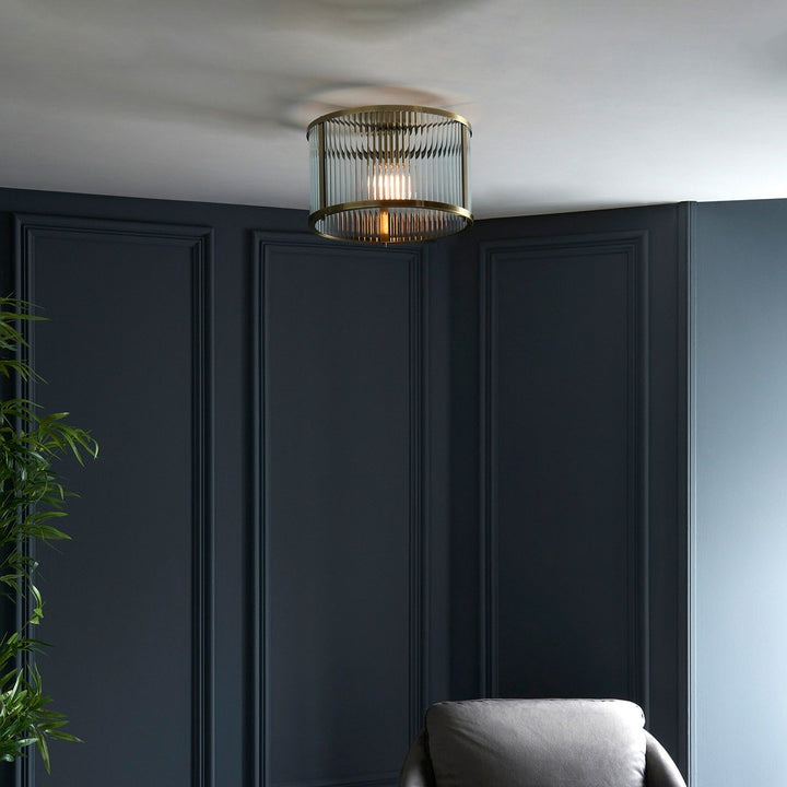 Ridgeton Glass Ceiling Light - Antique Brass Endon 5