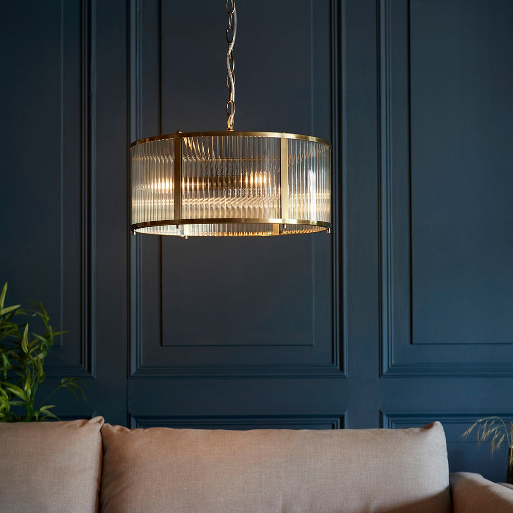 Ridgeton Glass Pendant Light - Antique Brass Endon 2