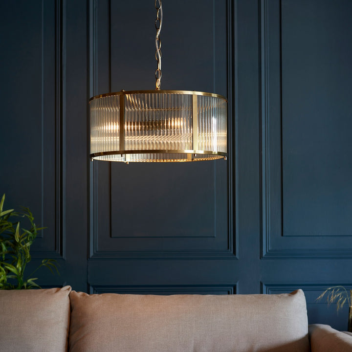 Ridgeton Glass Pendant Light - Antique Brass Endon 2