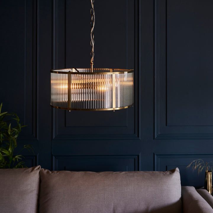 Ridgeton Glass Pendant Light - Antique Brass Endon 3