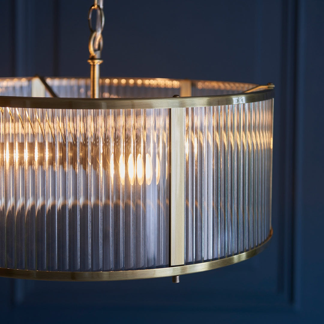 Ridgeton Glass Pendant Light - Antique Brass Endon 4