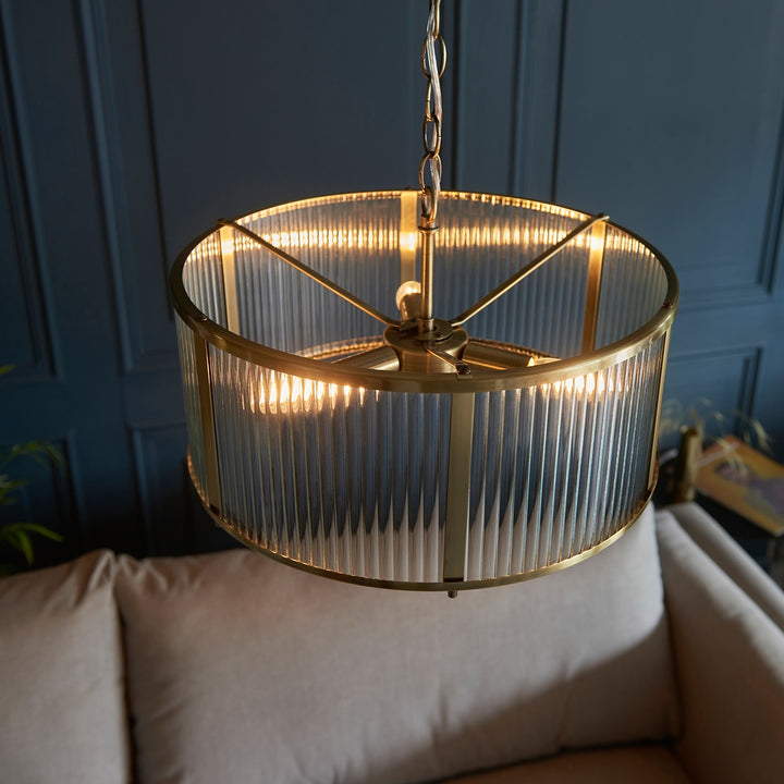 Ridgeton Glass Pendant Light - Antique Brass Endon 5