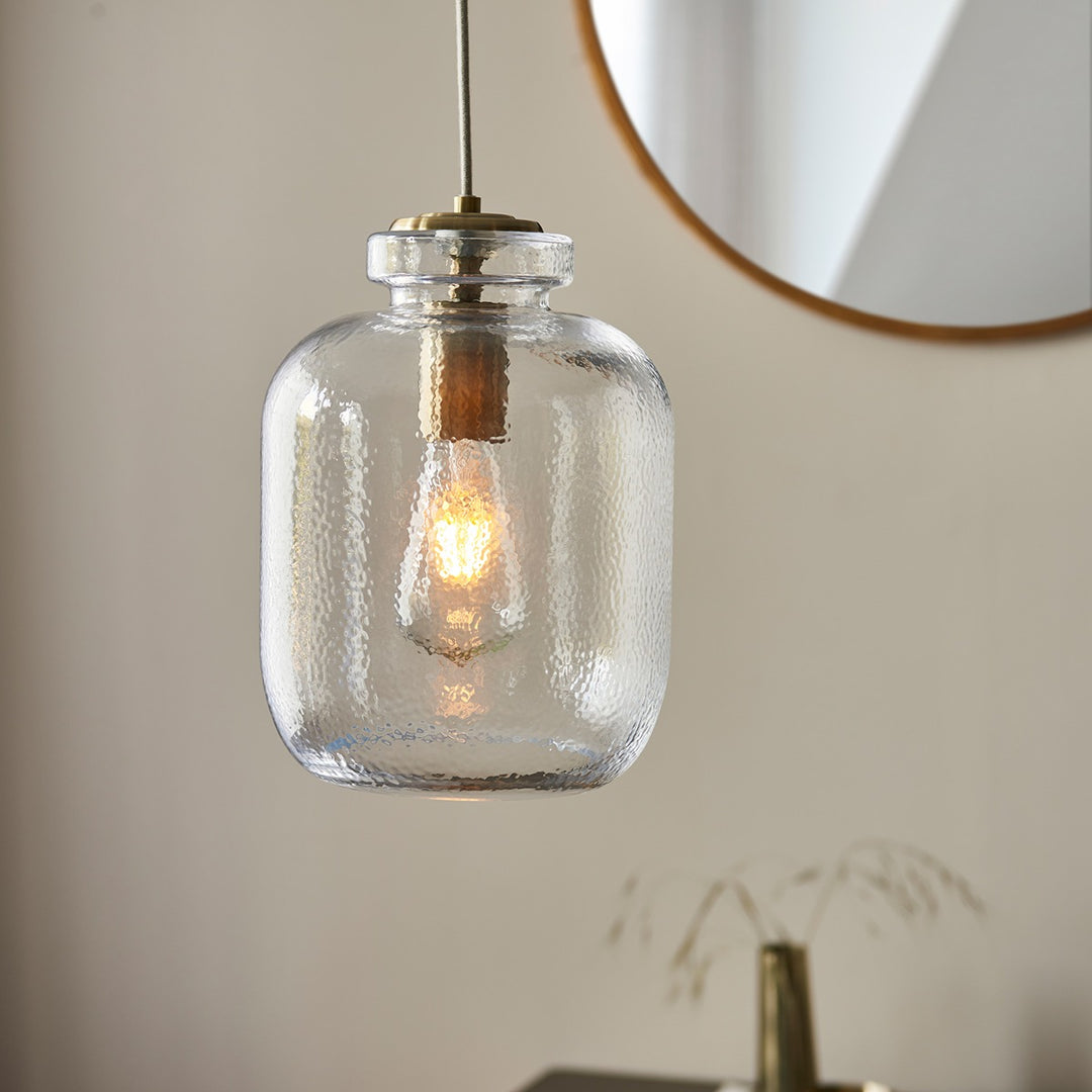 Lyra Glass Pendant Light - Antique Brass Endon 2