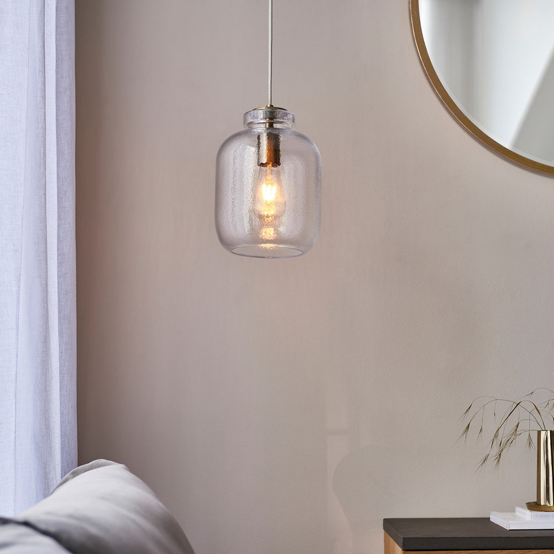 Lyra Glass Pendant Light - Antique Brass Endon 3